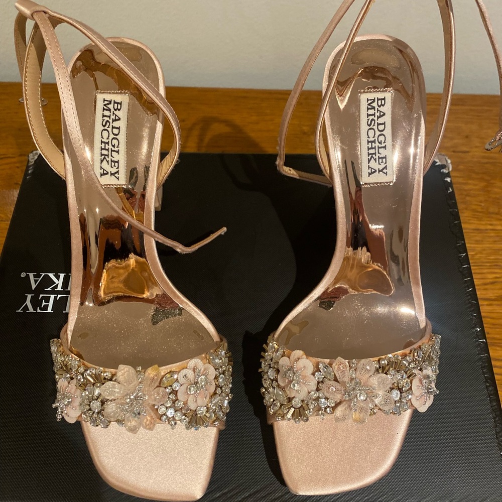 Badgley Mischka Pink Crystal Embellished Sandals